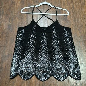Express Sequin Peacock inspired Cami Tank Top